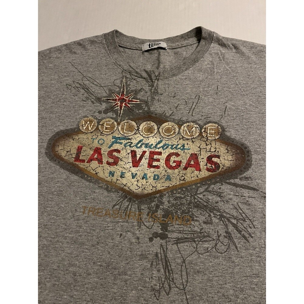 VTG Treasure Island Las Vegas Sign OFFICIAL Casino Hotel Gray T-Shirt LARGE
